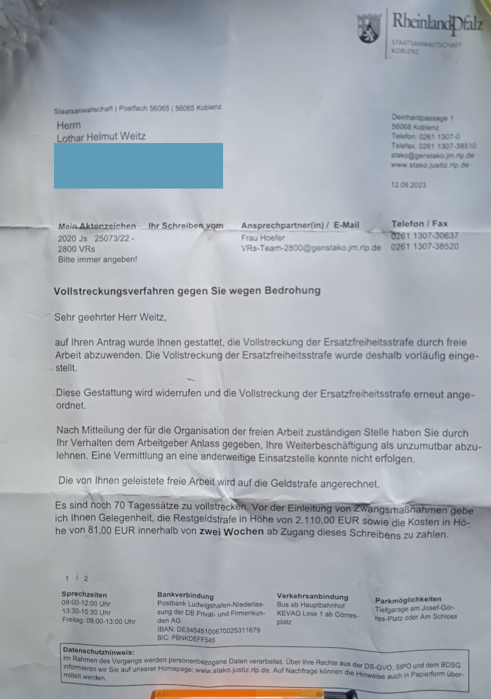 Schauprozeß am Landgericht Koblenz. S 4-4