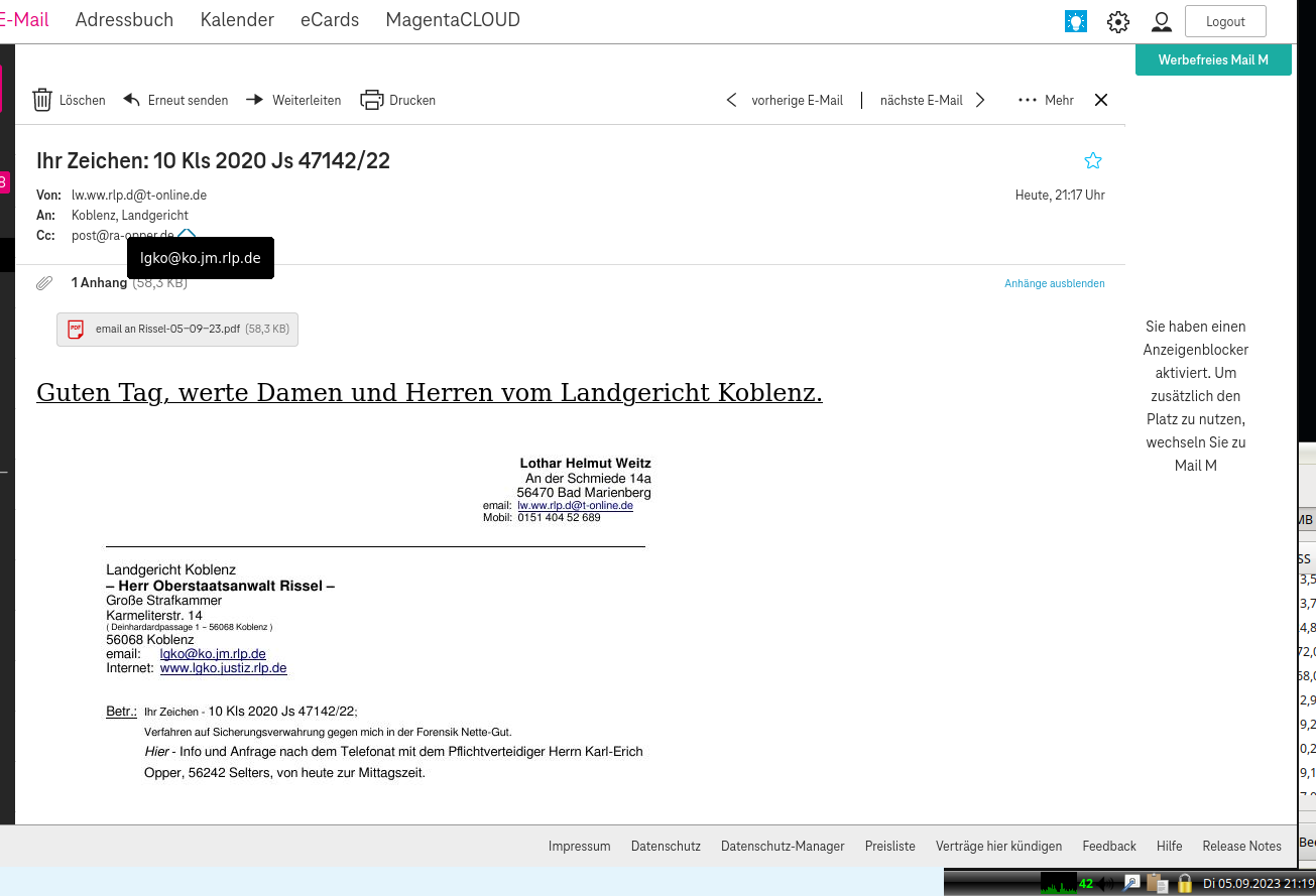 Schauprozeß. email. Seite vier.