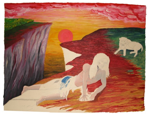 Mann in Ketten mit L&ouml;we