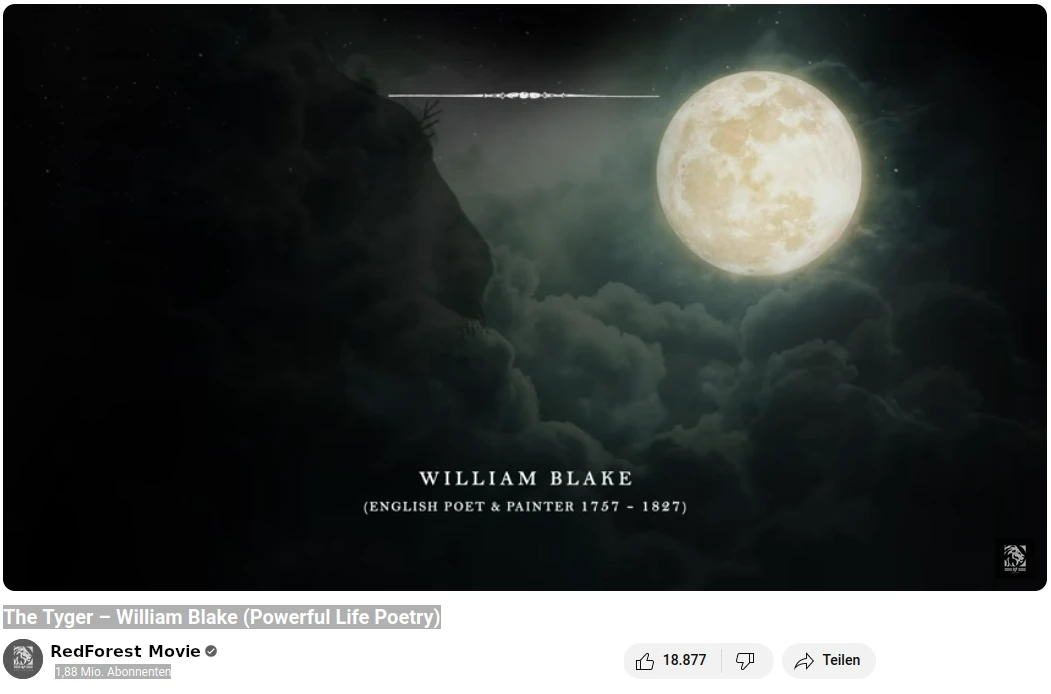 Tyger, Tyger – William Blake (Powerful Life Poetry) spoken by Tom O'Bedlam