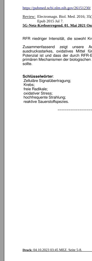 Krebs durch 5G-Strahlung